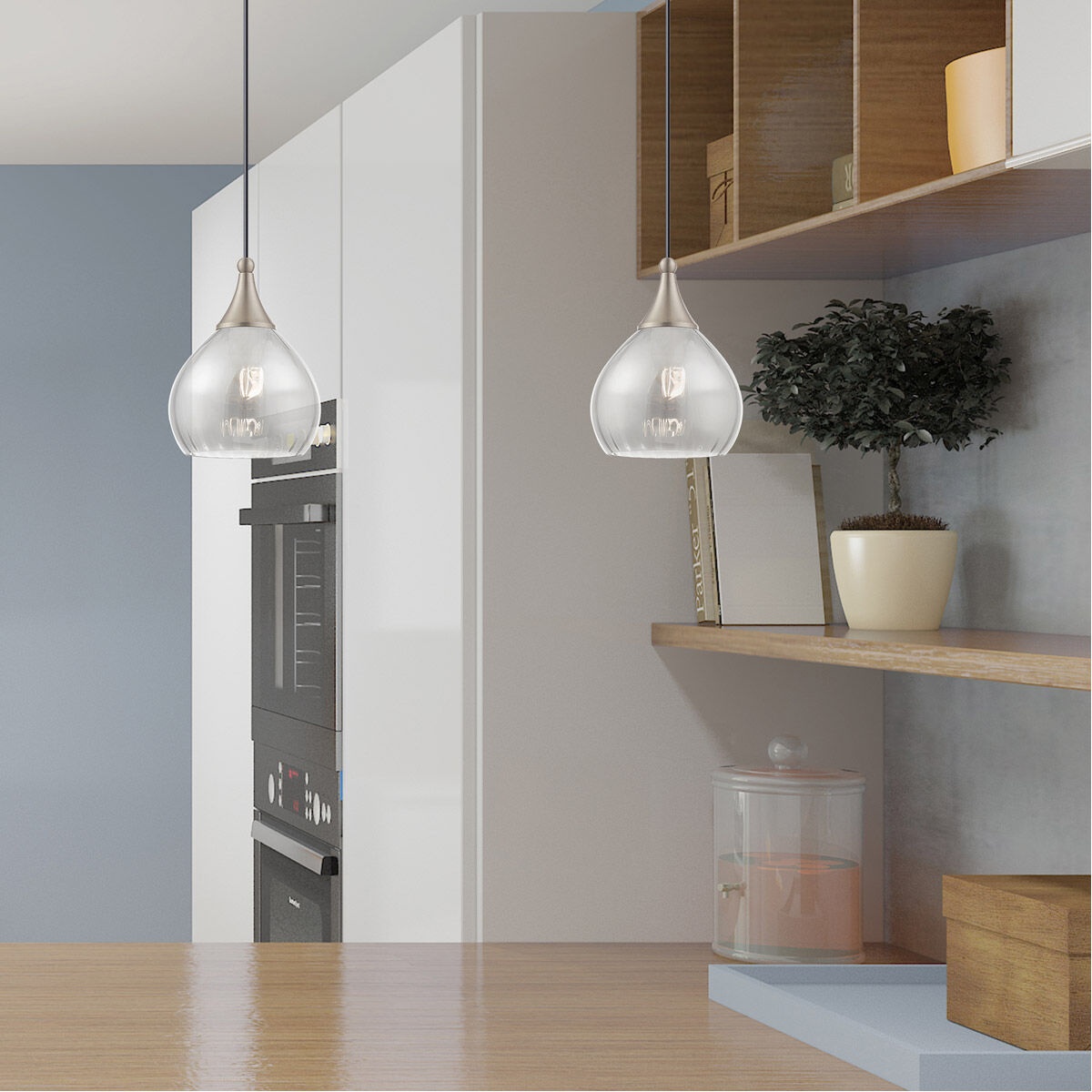 Art Glass 1 Light 7 inch Brushed Nickel Mini Pendant Ceiling Light