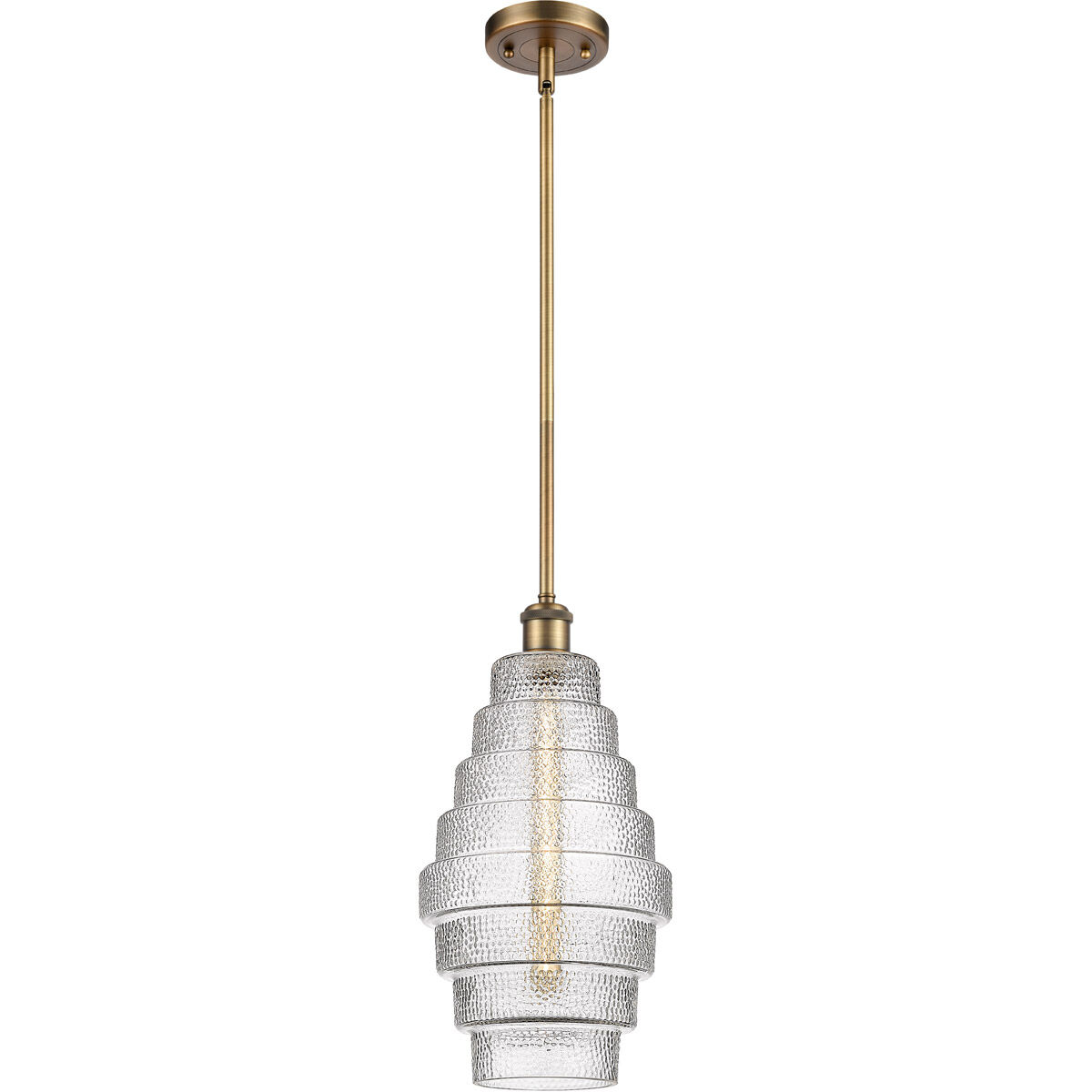 Ballston Cascade LED 8.25 inch Brushed Brass Mini Pendant Ceiling Light in Clear Glass
