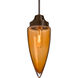Sulu 1 Light Bronze Pendant Ceiling Light in Amber Bubble Glass