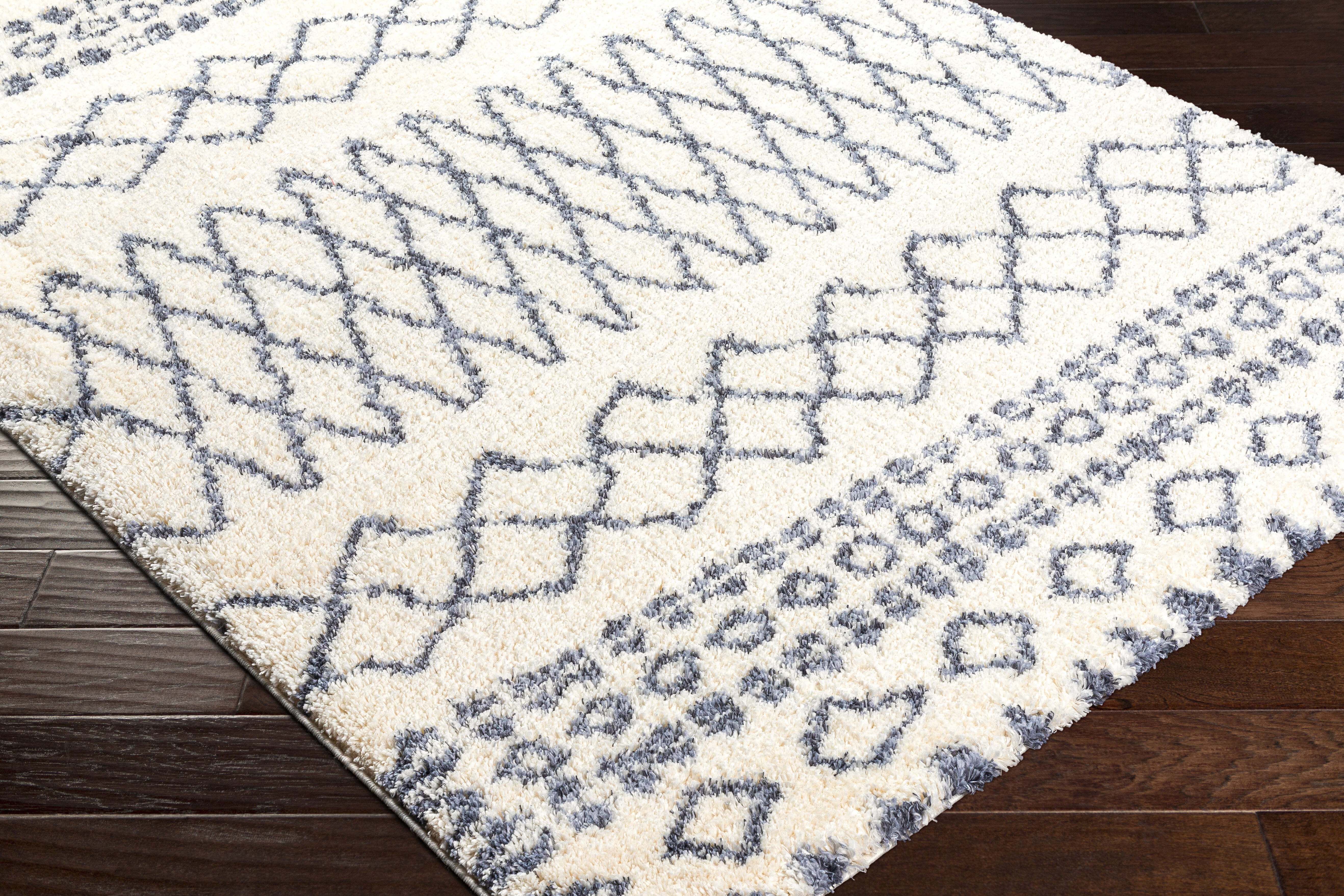 Puffy Shag 84 X 63 inch Light Grey Rug, Rectangle