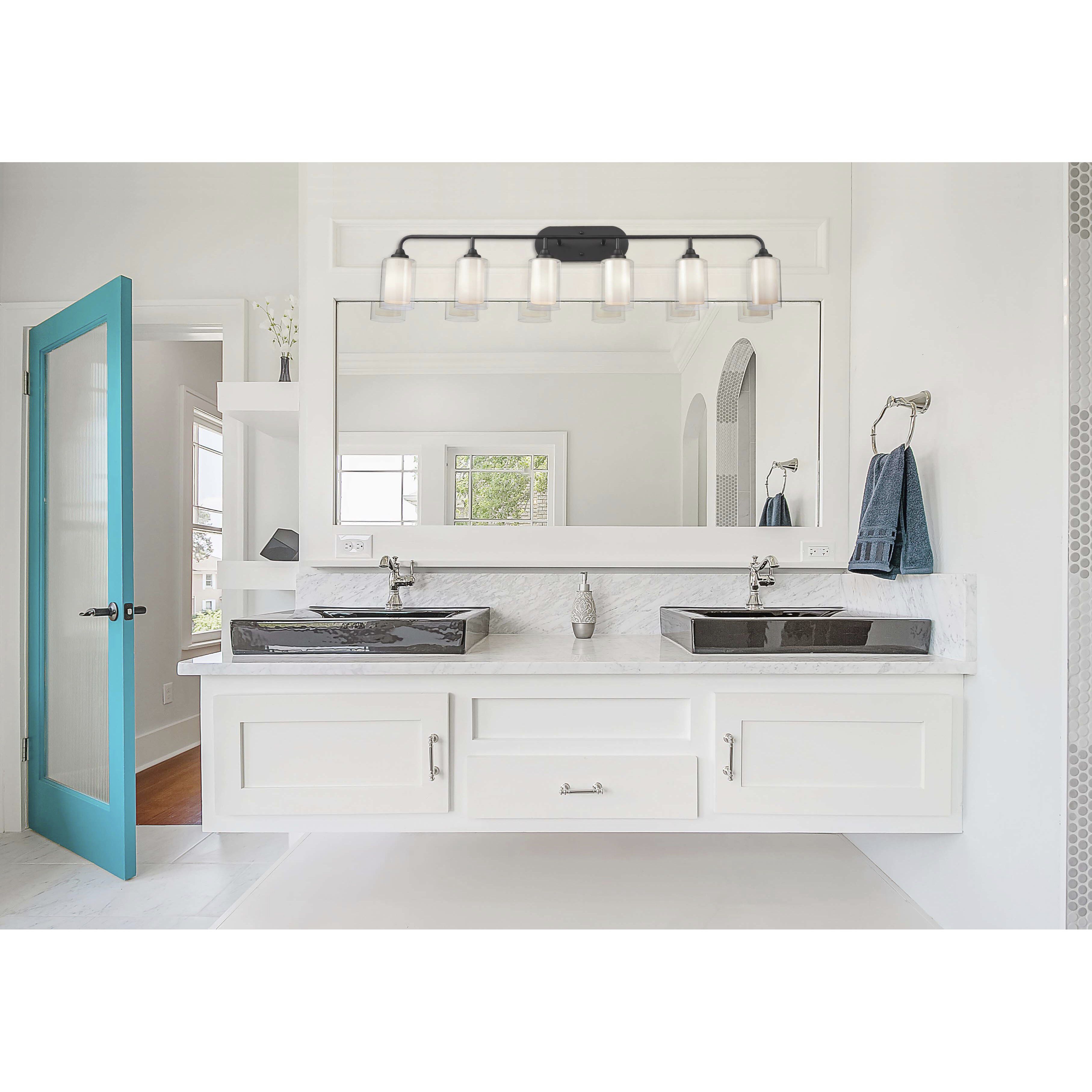 Auralume Fairbank LED 48 inch Matte Black Bath Vanity Light Wall Light