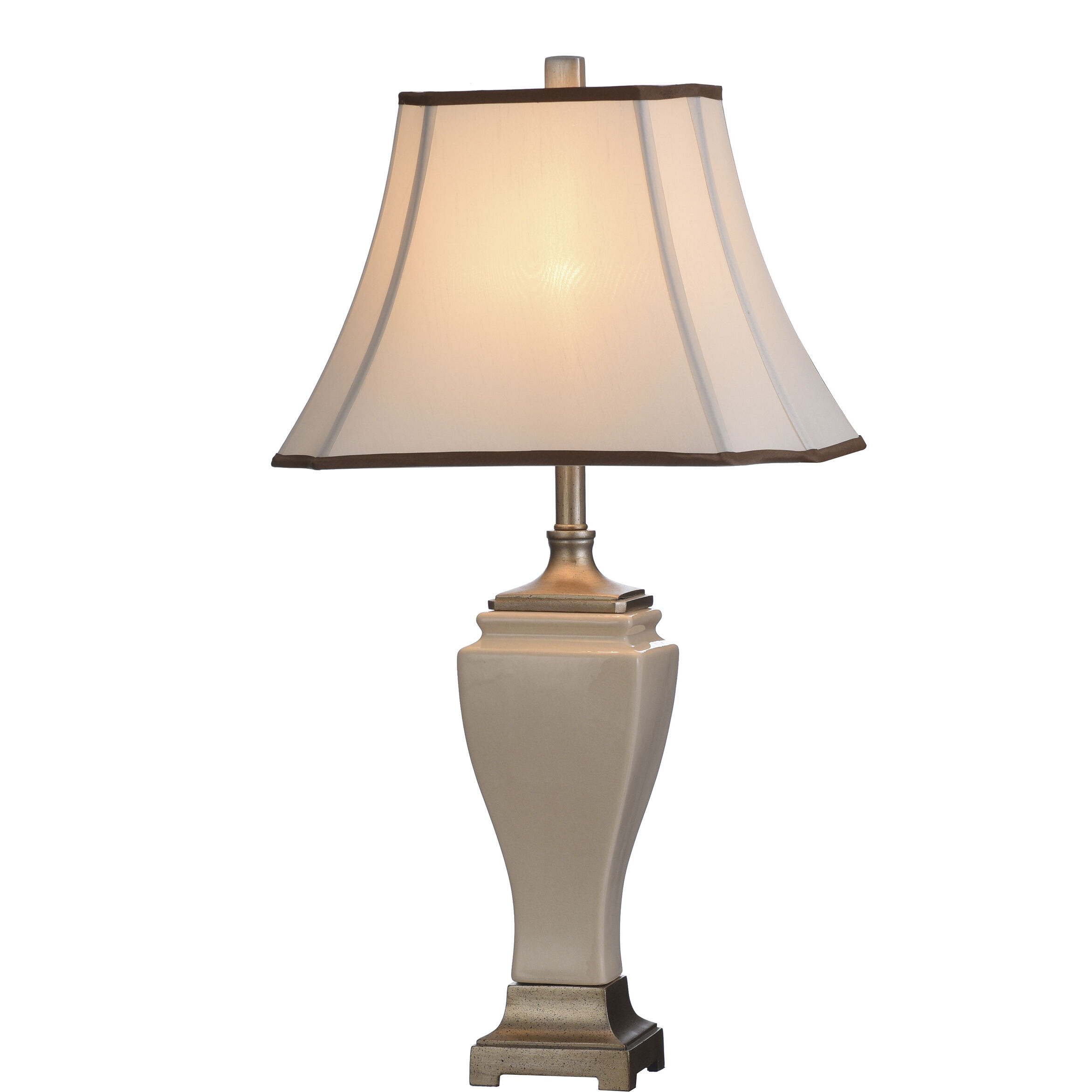 Signature 32 inch 100 watt Cream Crackle Table Lamp Portable Light 