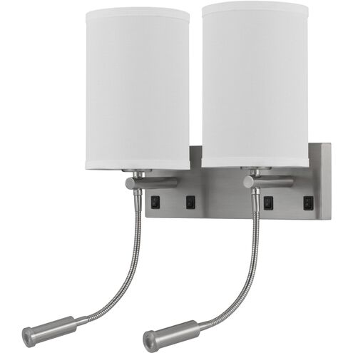 Lakewood 2 Light 14.5 inch Brushed Steel Wall Lamp Wall Light