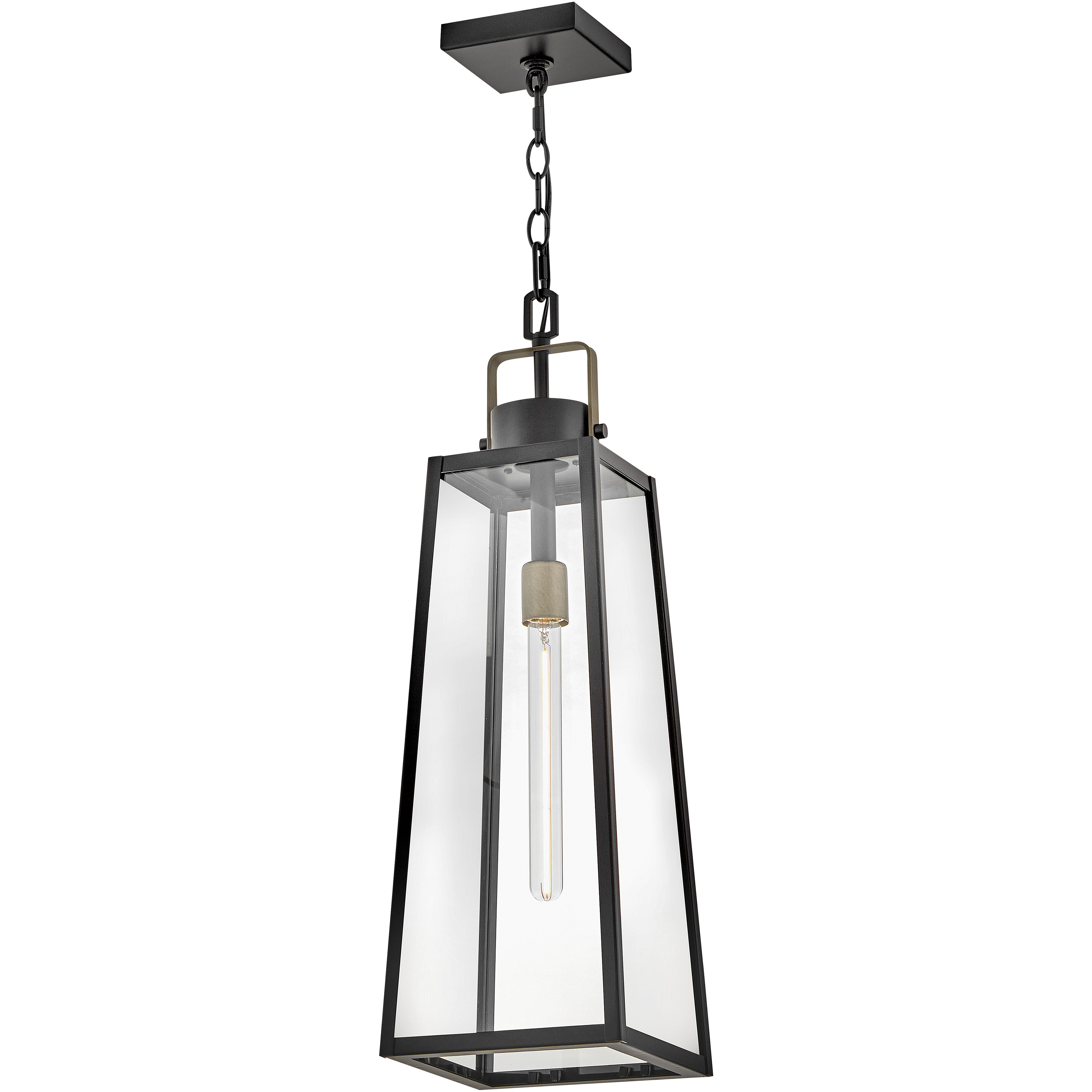 Hugh 1 Light 8.5 inch Black with Burnished Bronze Outdoor Hanging