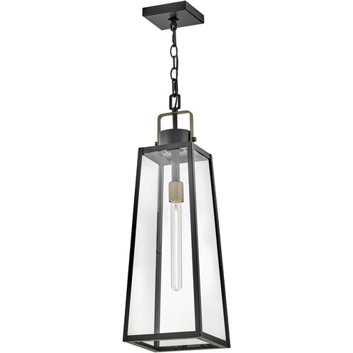 Hugh 1 Light 8.5 inch Black with Burnished Bronze Outdoor Hanging