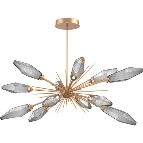 Rock Crystal LED 53.4 inch Novel Brass Linear Pendant Ceiling Light in Chilled Smoke, 2700K LED, Oval Starburst