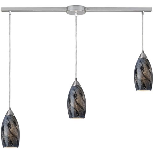 Galaxy Linear Mini Pendant Ceiling Light in Smoke Galaxy Glass