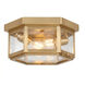 Branford 2 Light 11 inch Antique Brass Outdoor Semi Flush in Clear Glass, Brass Traditions by Innovations Lighting