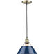Yep Orwell 1 Light 10 inch Aged Brass Pendant Ceiling Light in Navy, Medium