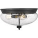 Amon 3 Light 15 inch Matte Black Flush Mount Ceiling Light in 6, Matte Opal Glass