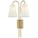 Limoges 2 Light 14 inch Vintage Brass Wall Sconce Wall Light
