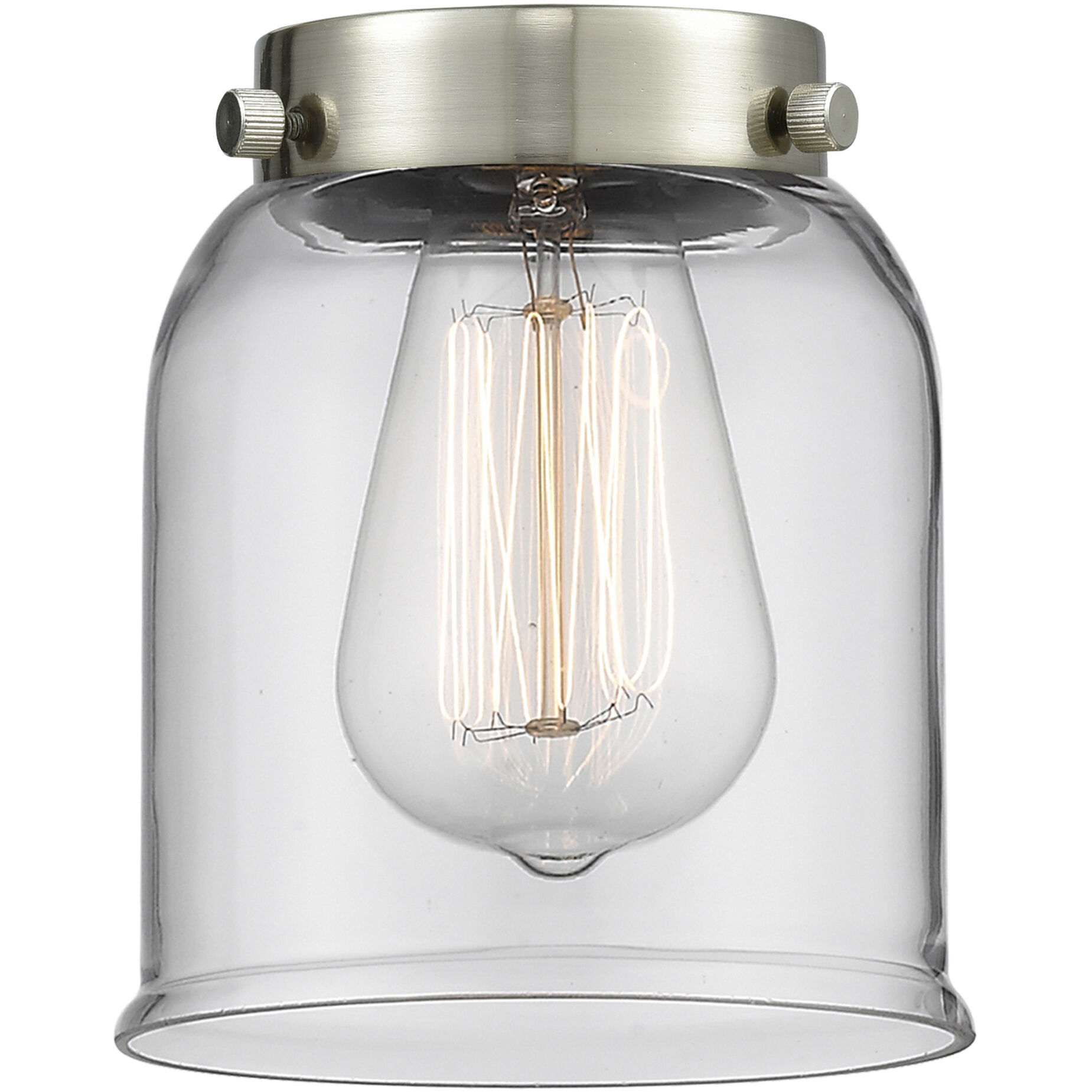 Nouveau Bell LED 5 inch Brushed Satin Nickel Mini Pendant Ceiling Light in Clear, Nouveau