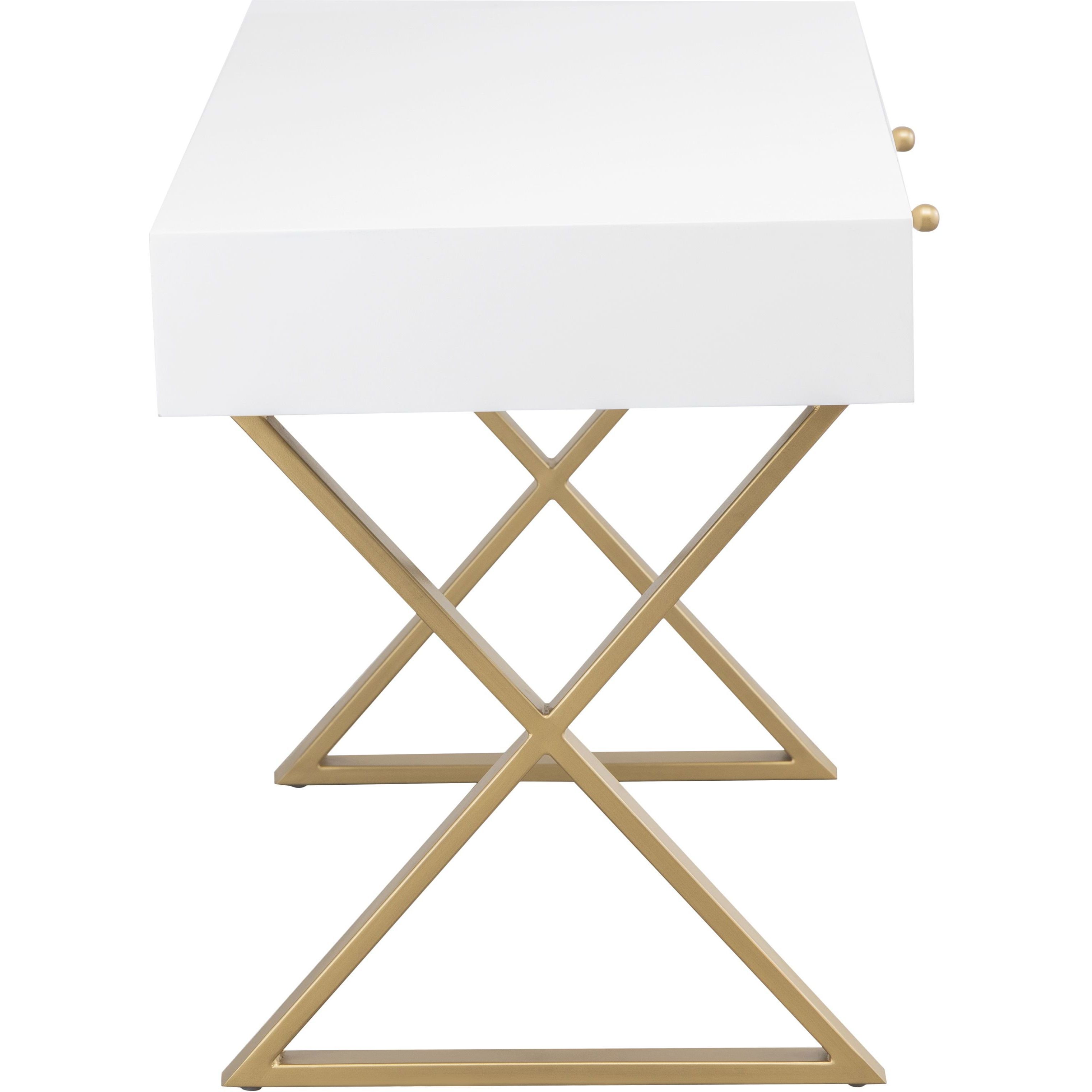 Guilford 54 X 25.5 inch White with Satin Brass Desk