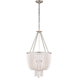 AERIN Jacqueline 4 Light 19 inch Burnished Silver Leaf Chandelier Ceiling Light in White Acrylic