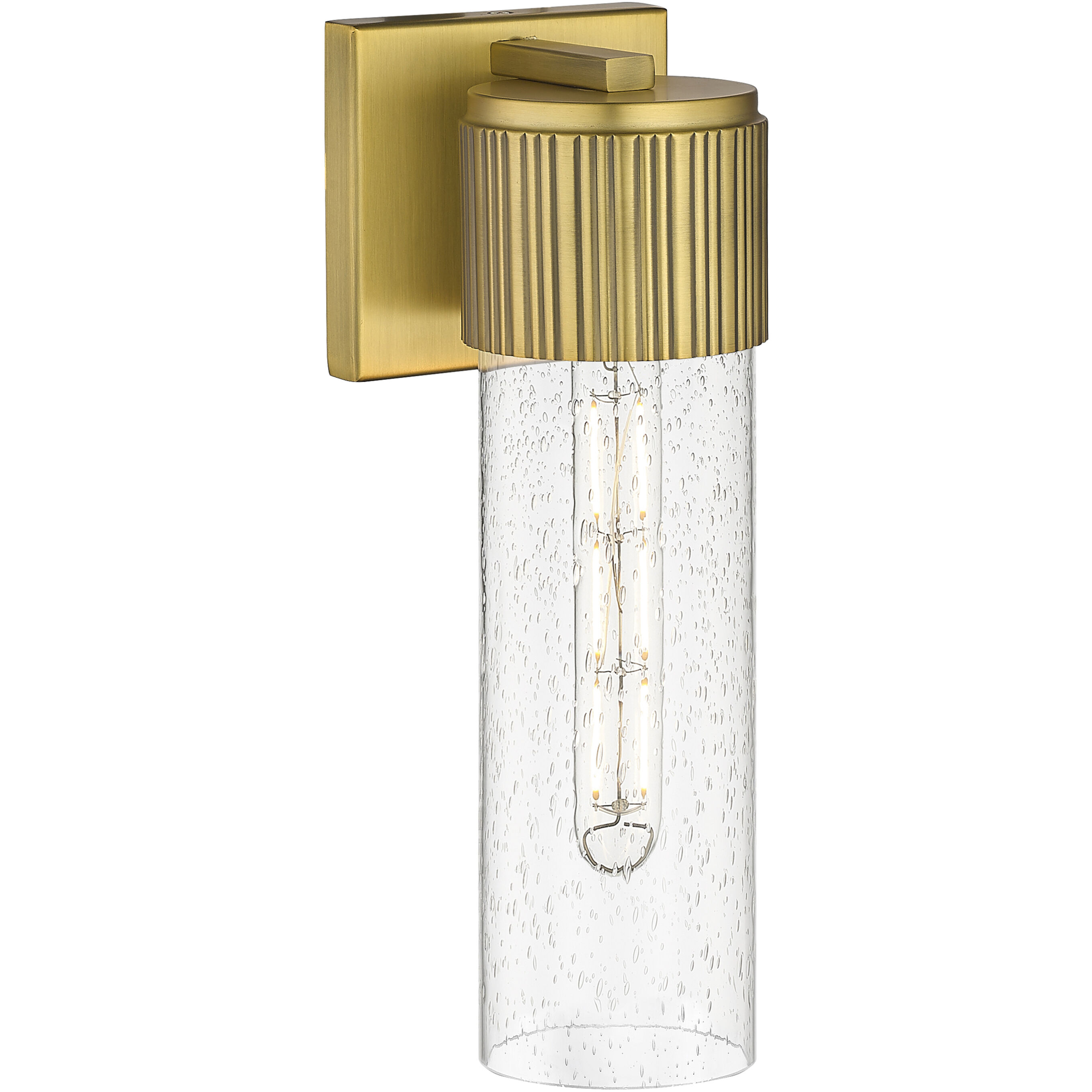 Bolivar 1 Light 4 inch Brushed Brass Sconce Wall Light in Seedy Glass