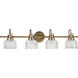 Archie 4 Light 35.5 inch Vintage Brass Bath Vanity Wall Light