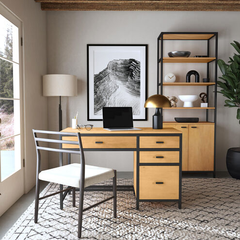 Hans Natural Wood Storage Desk in Light Brown