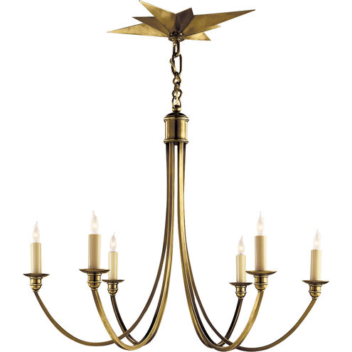 Eric Cohler Venetian 6 Light 27 inch Hand-Rubbed Antique Brass Chandelier Ceiling Light