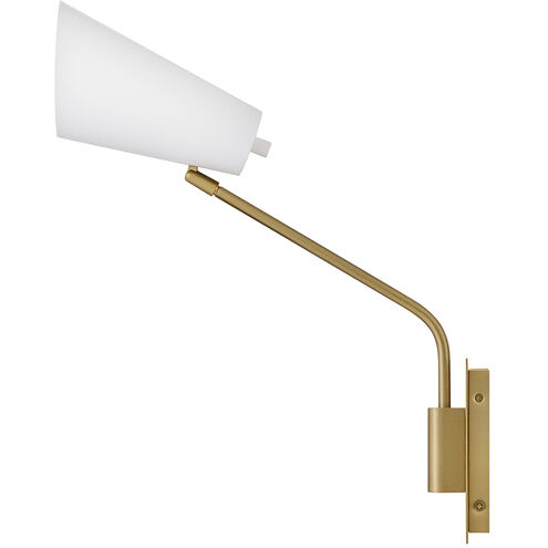 Bray Wall Mount Wall Light in Lacquered Brass with Chalk White