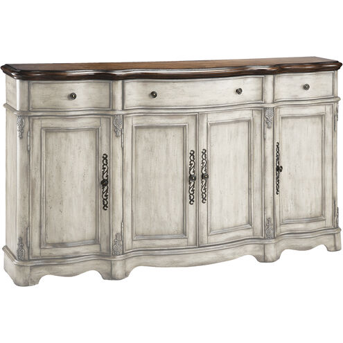 Gentry 68 X 14 inch Antique White with Brown Credenza