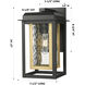 Mansfield 1 Light 13 inch Matte Black with Brass Outdoor Sconce in Waterglass