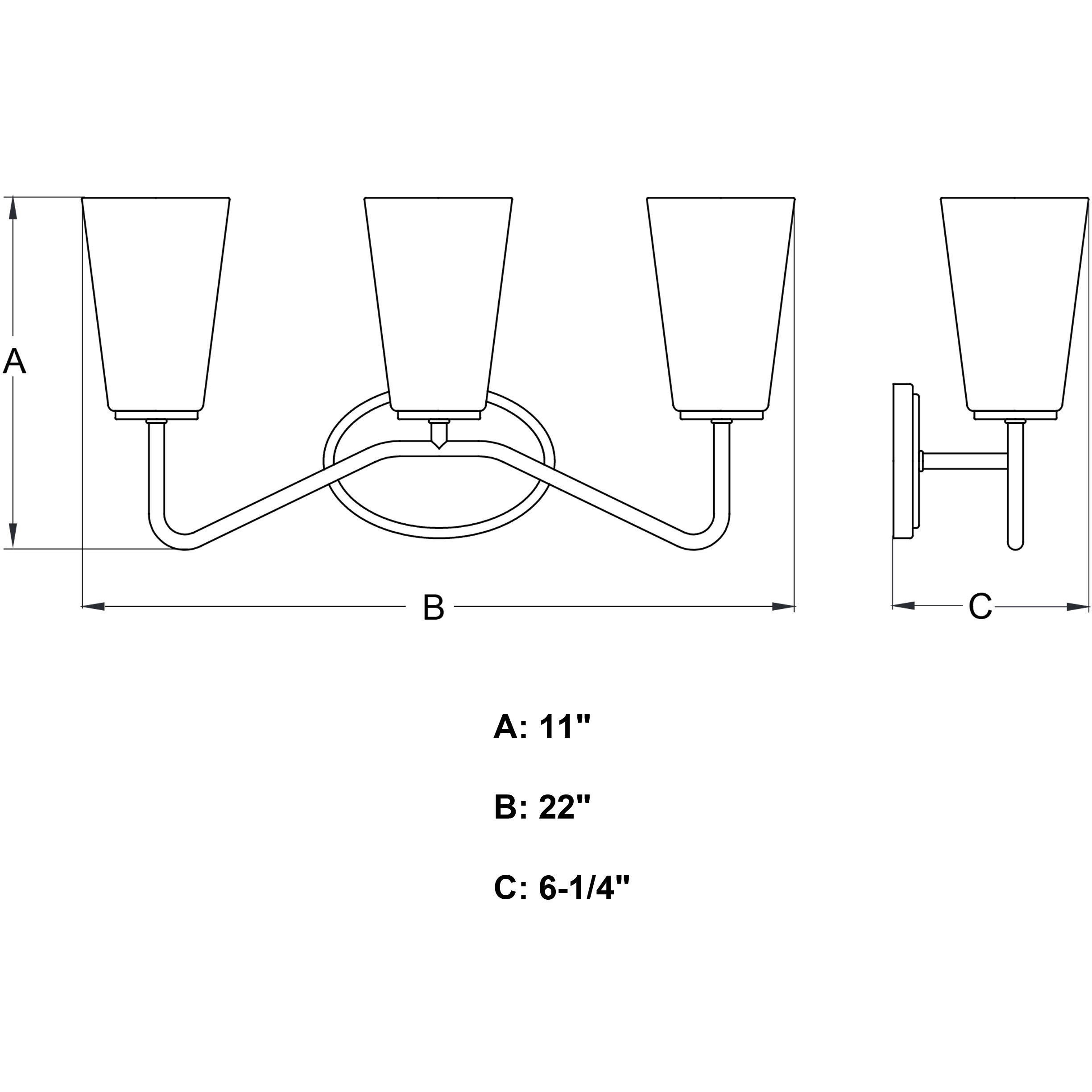 Beverly LED 22 inch Muted Brass Bathroom Light Wall Light in 3
