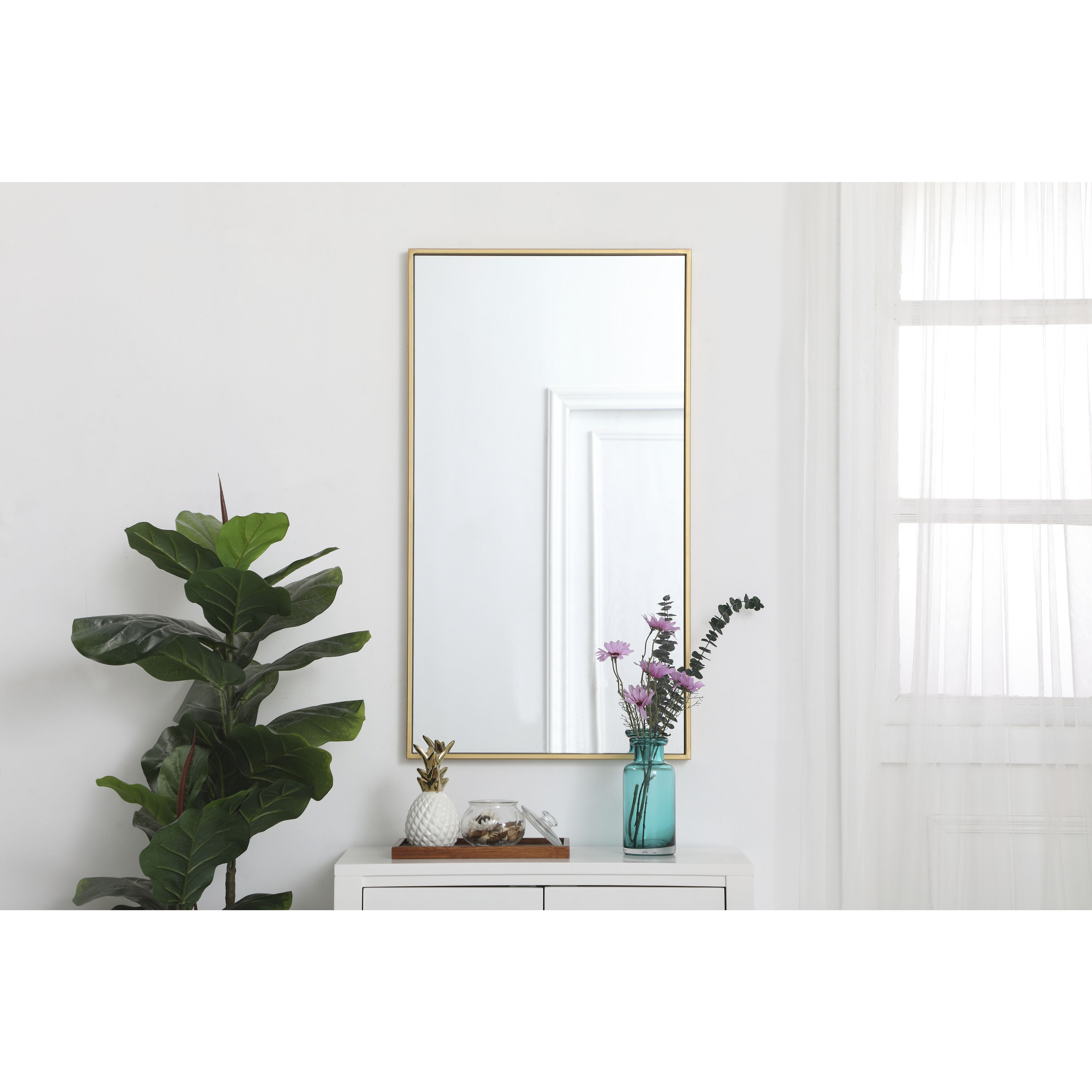 Monet 36 X 20 inch Brass Wall Mirror