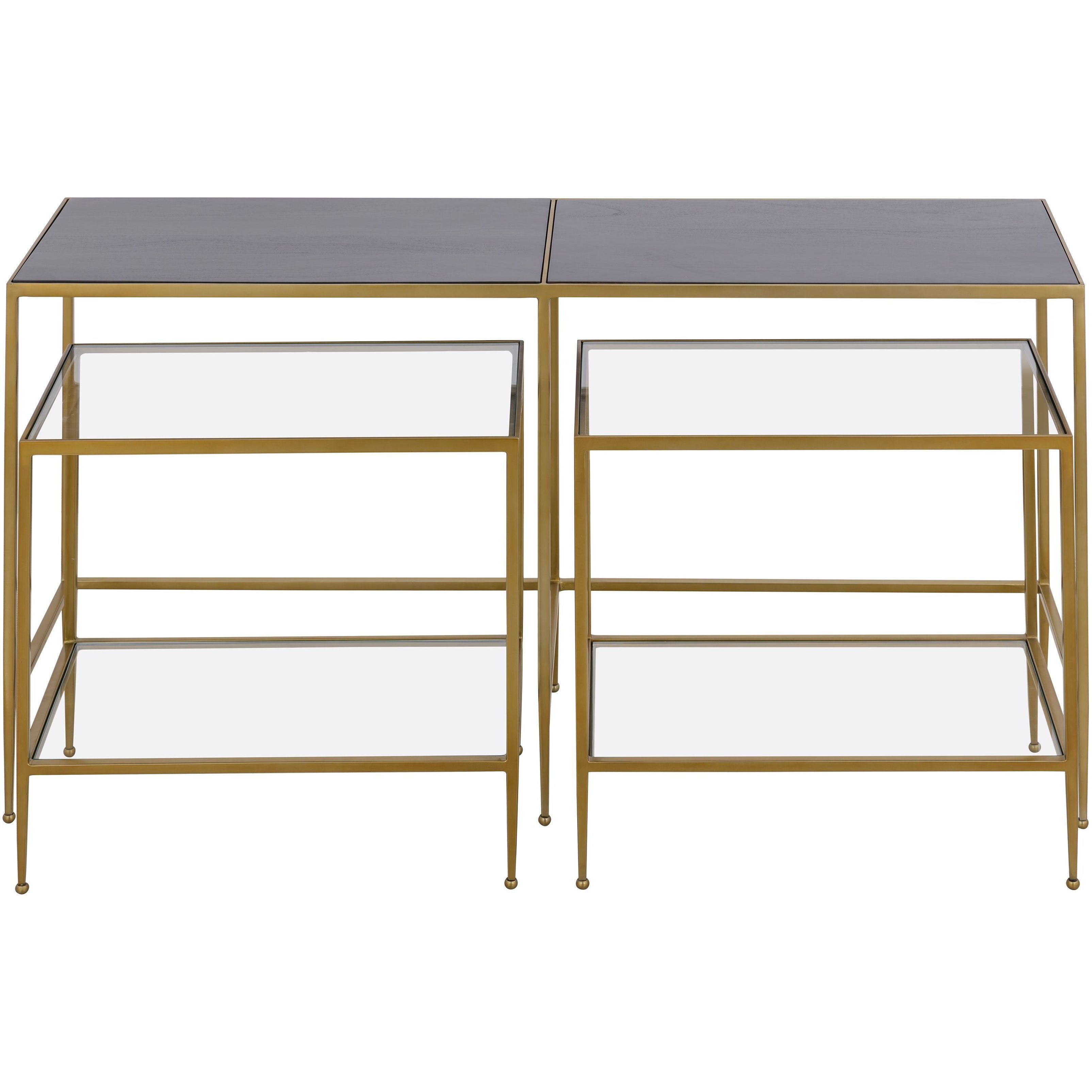 Carrick 52 X 15 inch Dark Brown with Brass and Clear Nesting Console Table, Set of 3