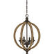 Findlay 4 Light 17 inch Artisan Rust Pendant Ceiling Light