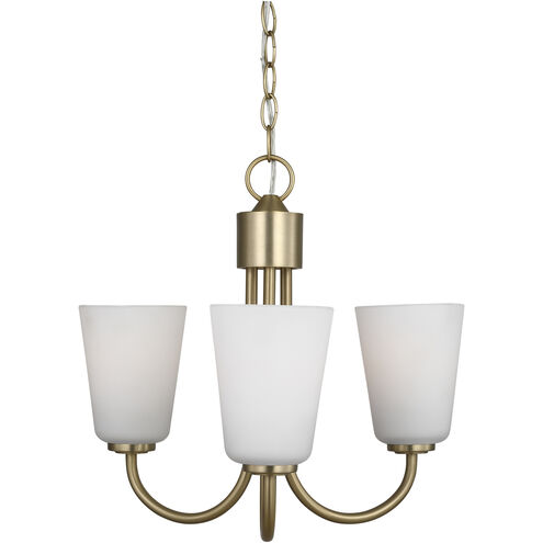 Miles 3 Light 21.5 inch Satin Brass Chandelier Ceiling Light