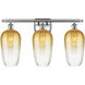 Ballston Brookhaven Flute 3 Light 27 inch Brushed Satin Nickel Bath Vanity Light Wall Light in Amber Glass