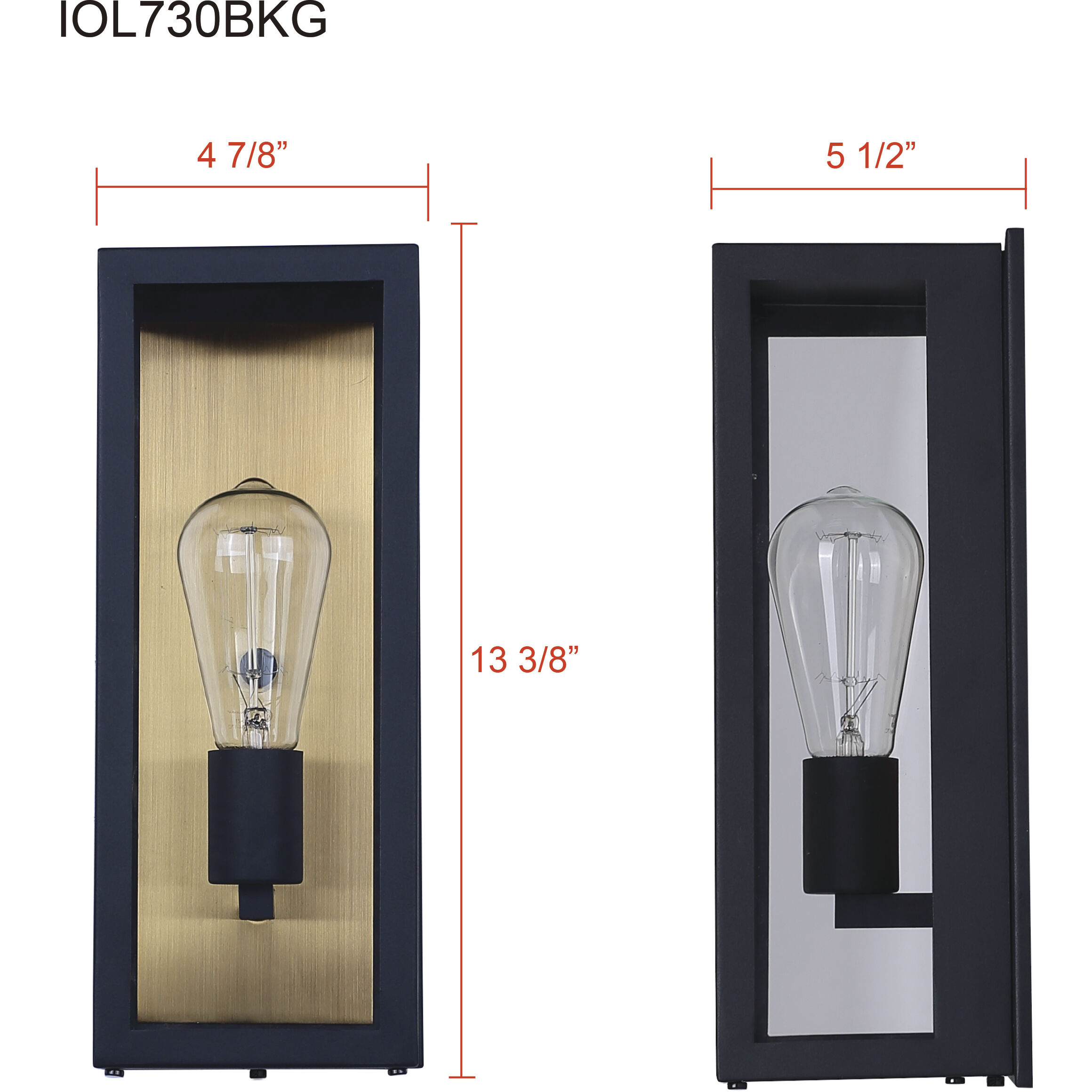 Miller 1 Light 5.5 inch Black/Gold Outdoor Lantern