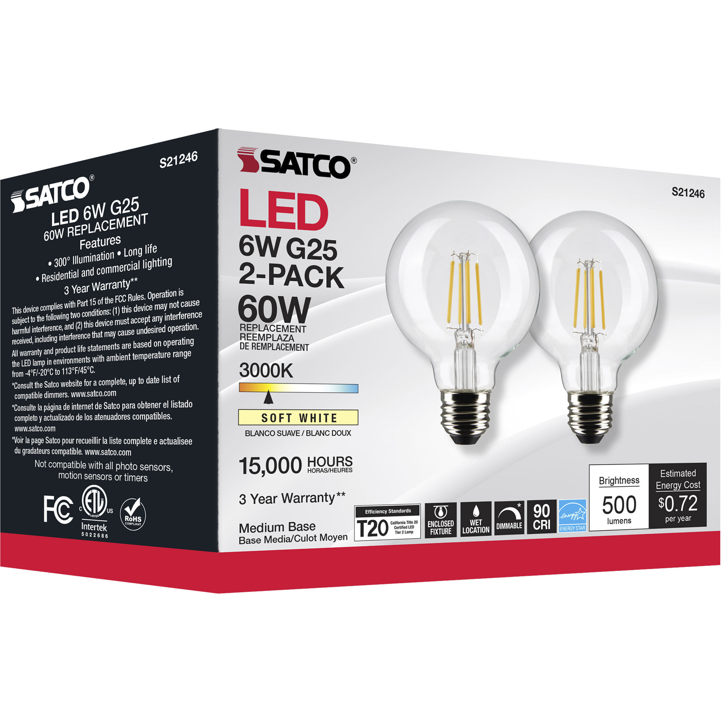 Lumos LED Medium Medium 6.00 watt 3000K LED Filament