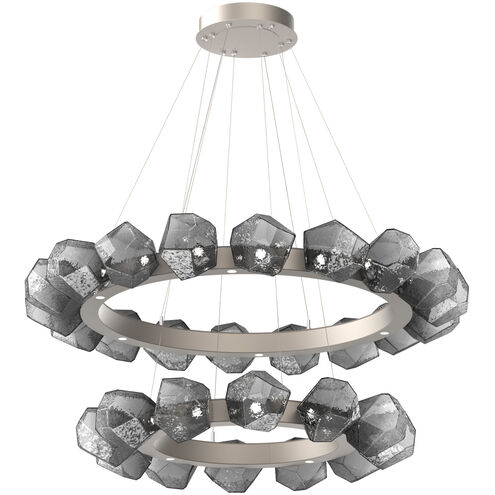 Gem LED 48.3 inch Beige Silver Chandelier Ceiling Light, Radial Ring Two Tier