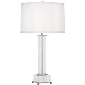 Robert Abbey Williamsburg Finnie 31 inch 150 watt Polished Nickel with Clear Lead Crystal Table Lamp Portable Light in White Silk S359 - Open Box