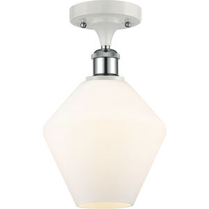 Ballston Cindyrella LED 8 inch White and Polished Chrome Semi-Flush Mount Ceiling Light in Matte White Glass