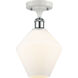 Ballston Cindyrella LED 8 inch White and Polished Chrome Semi-Flush Mount Ceiling Light in Matte White Glass