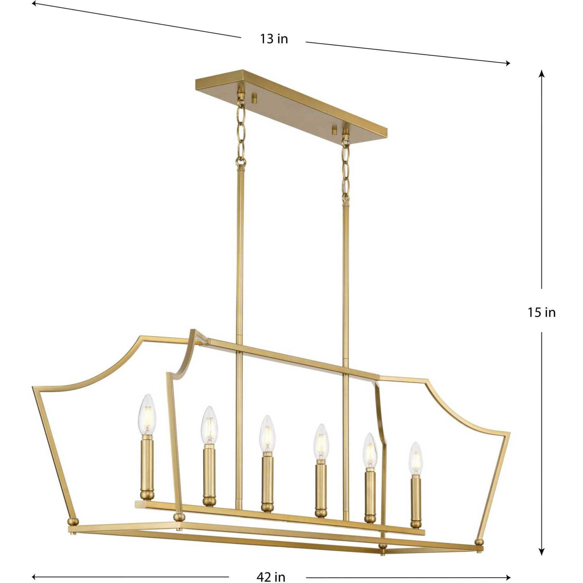 Parkhurst 6 Light 42 inch Brushed Bronze Linear Chandelier Ceiling Light