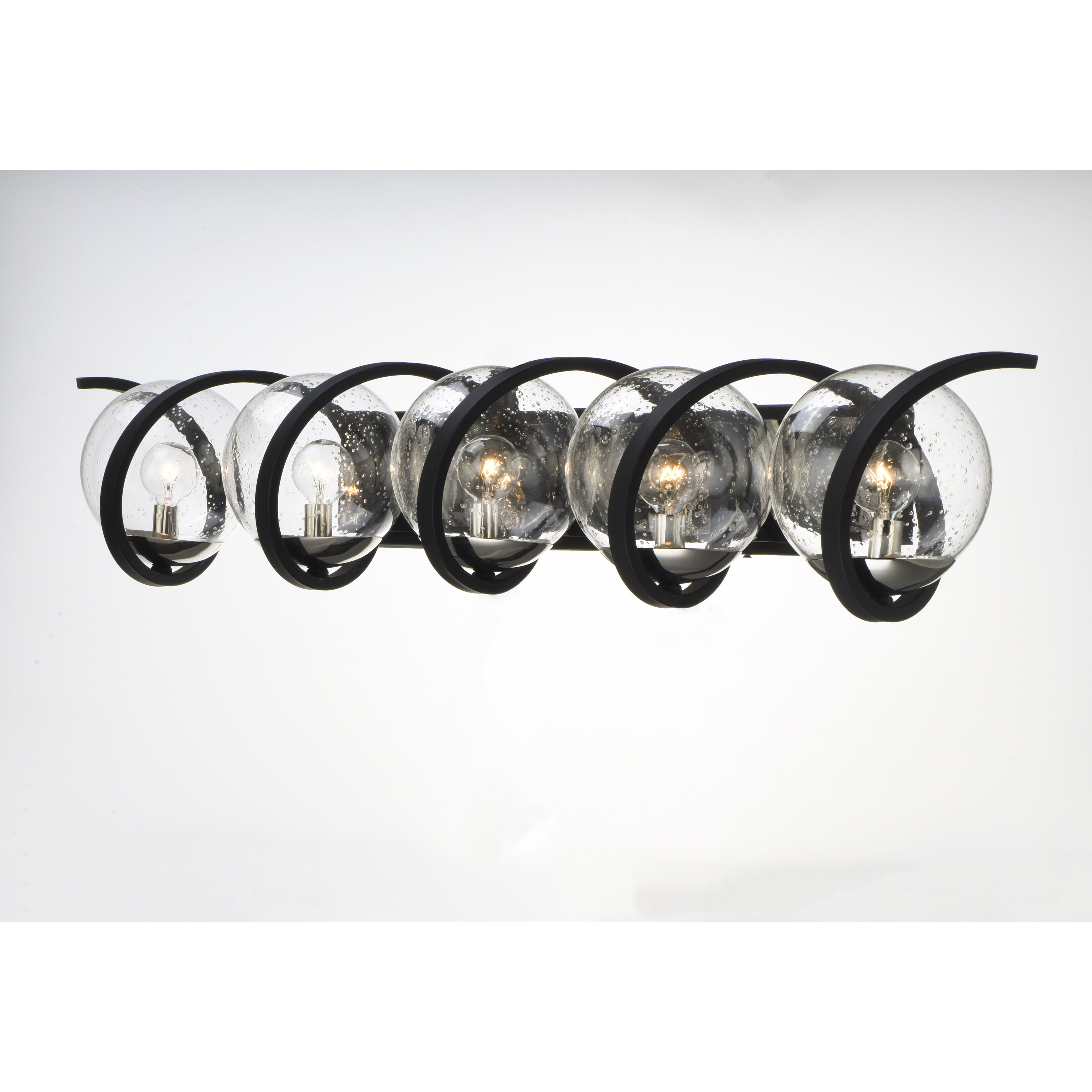 Curlicue 5 Light 49 inch Black/Polished Nickel Bath Vanity Wall Light