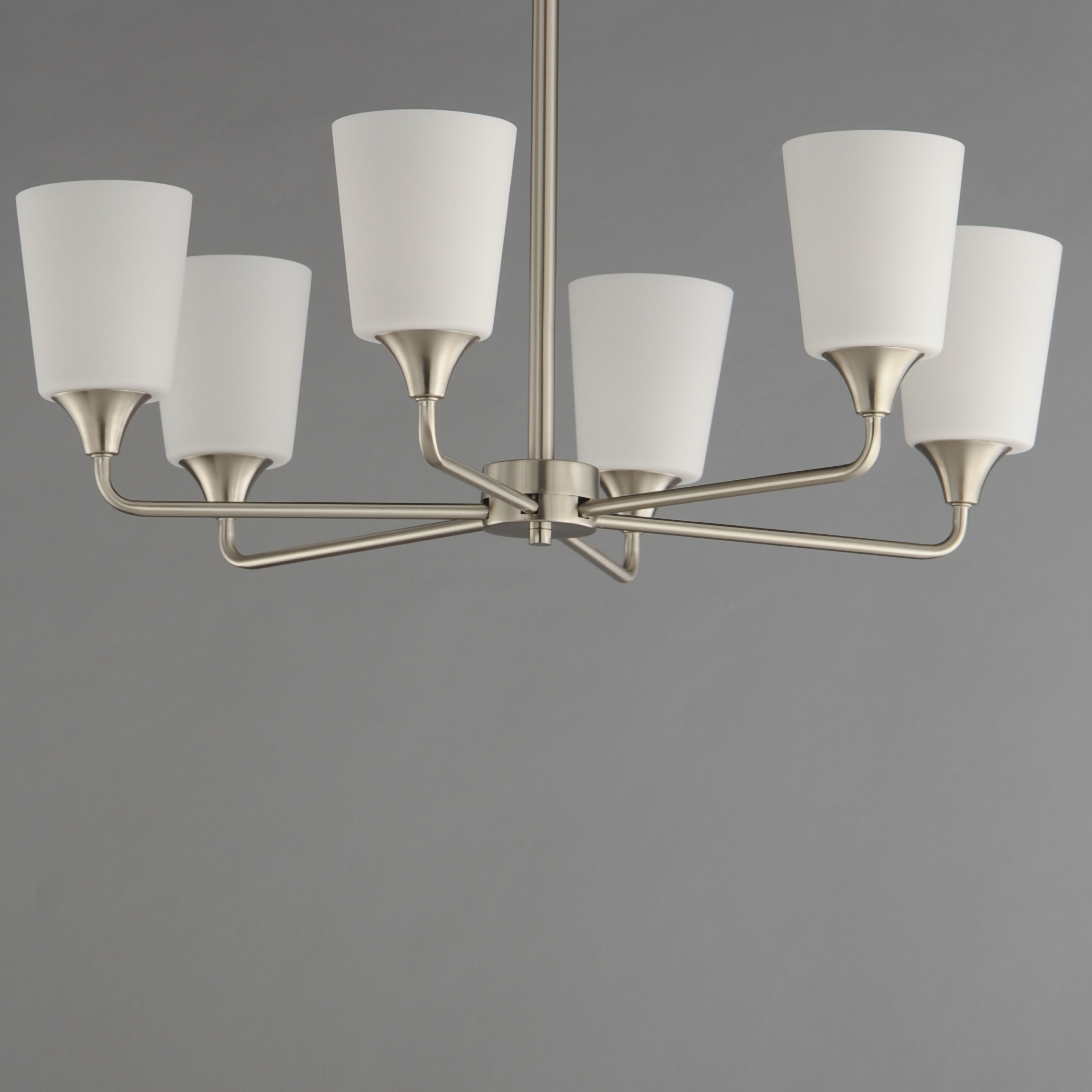 Hudson 6 Light 30 inch Satin Nickel Single-Tier Chandelier Ceiling Light in Satin White