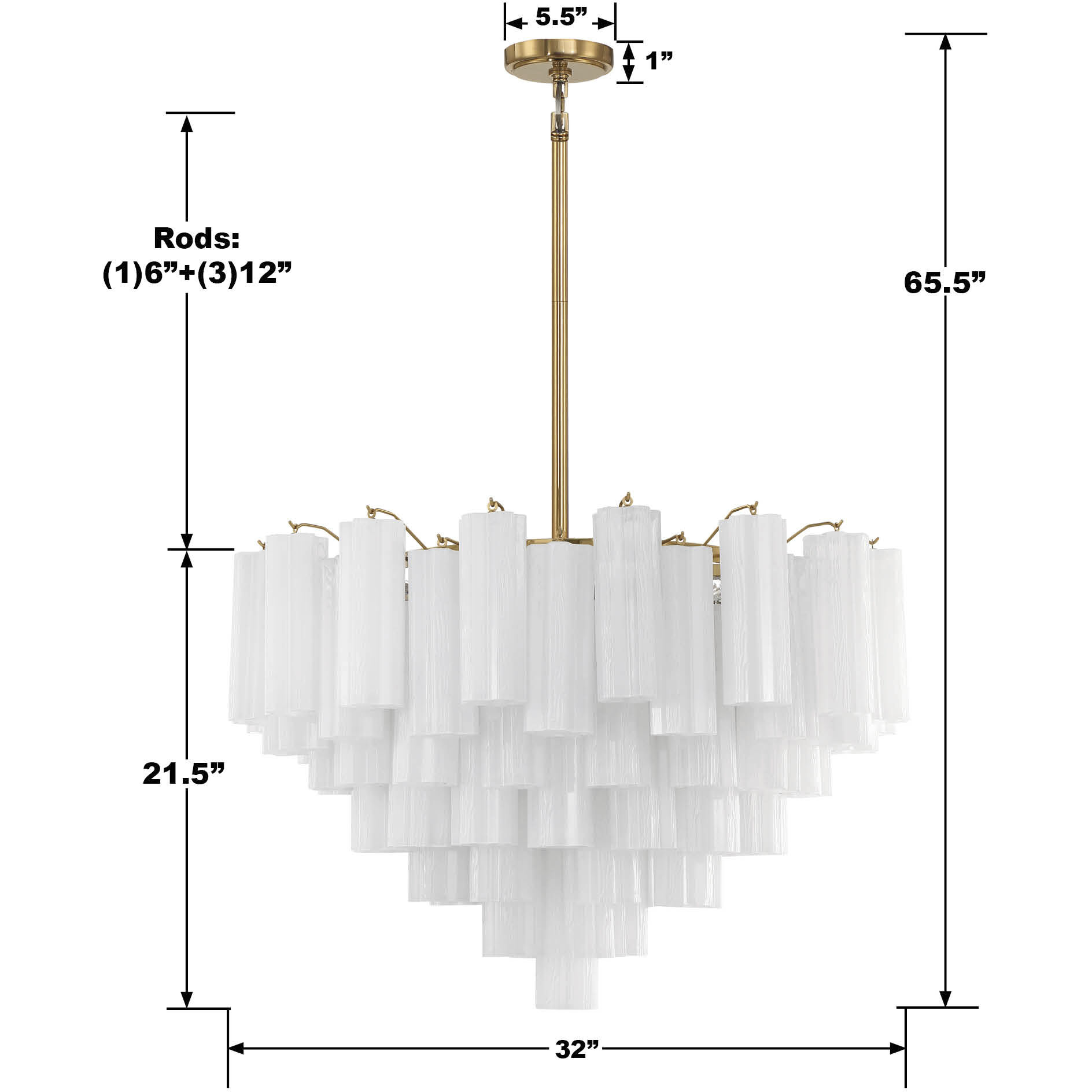 Addis 16 Light 32 inch Aged Brass Chandelier Ceiling Light in Tronchi Glass White