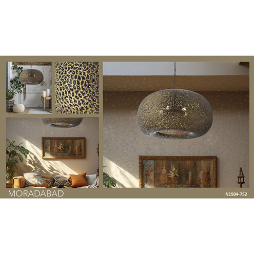 Moradabad 4 Light 34 inch Dark Antique Brass Pendant Ceiling Light