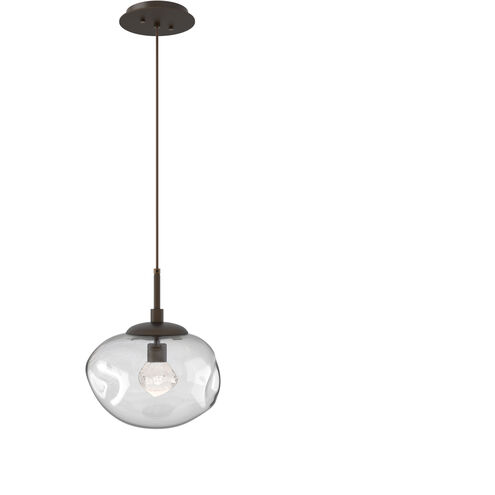 Nova LED LED 10 inch Flat Bronze Pendant Ceiling Light in 3000K LED, Zircon Inner - Clear Outer