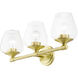 Willow 3 Light 23 inch Satin Brass Vanity Sconce Wall Light