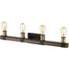 Kirkland 4 Light 30 inch Rustic Mahogany Vanity Wall Light