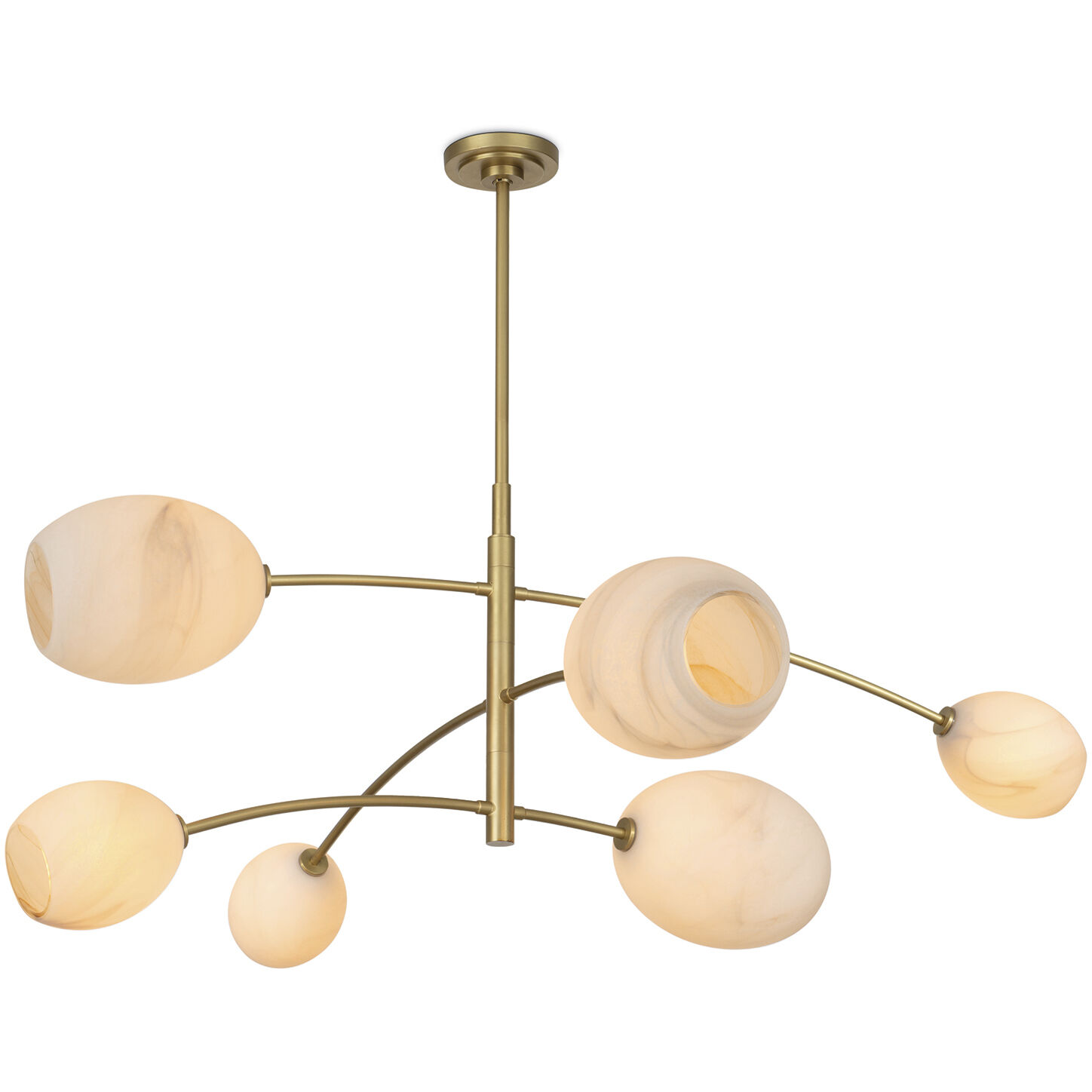 Artemis 6 Light 58.5 inch Natural Brass Chandelier Ceiling Light in Alabaster Glass