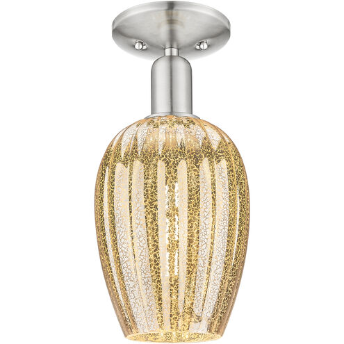 Downtown Urban Preston 1 Light 6.25 inch Brushed Satin Nickel Semi-Flush Mount Ceiling Light in Mercury
