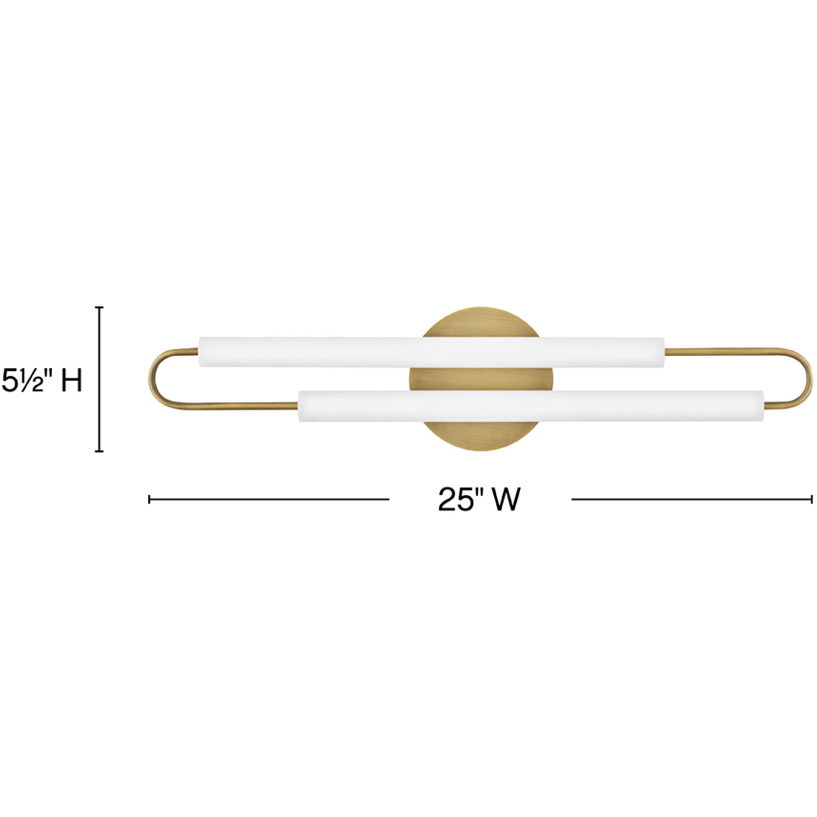 Eos LED 25 inch Lacquered Brass Bath Light Wall Light