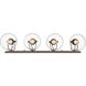 Hines 4 Light 34.5 inch Rubbed Bronze Bath Vanity Light Wall Light in Seeded Glass