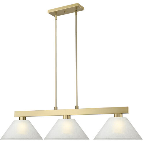 Cobalt 3 Light 49.5 inch Modern Gold Billiard Light Ceiling Light in White Linen Glass